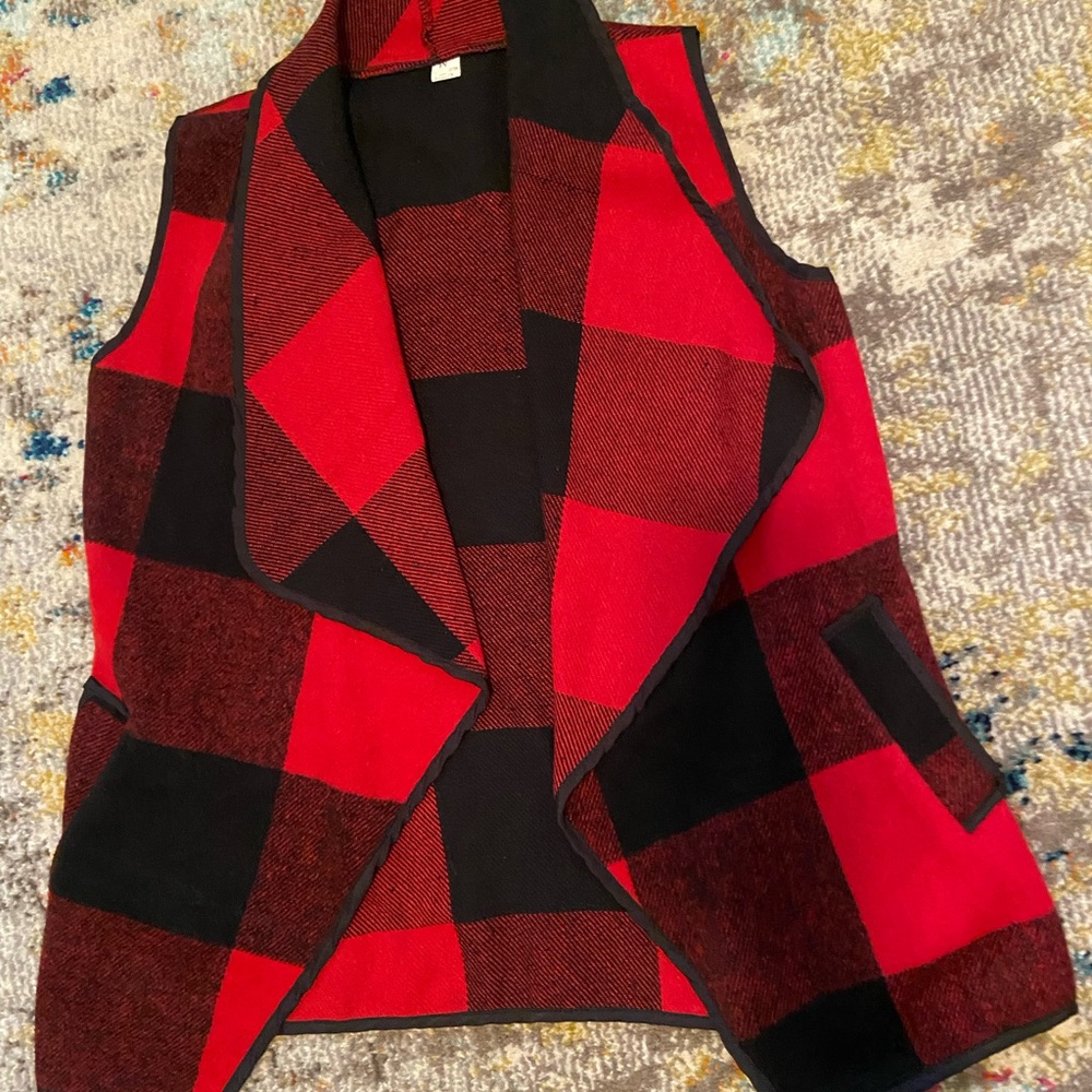 Old Navy Red and Black Buffalo Plaid Women's Vest